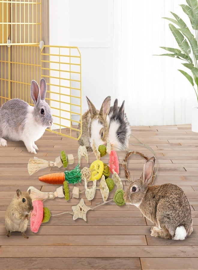 Jorewood Rabbit Chew Toys Bunny Cage Hanging Toy and Treats Rattan Ring with Snacks for Rodent Pets Teeth Healthy - Image 4